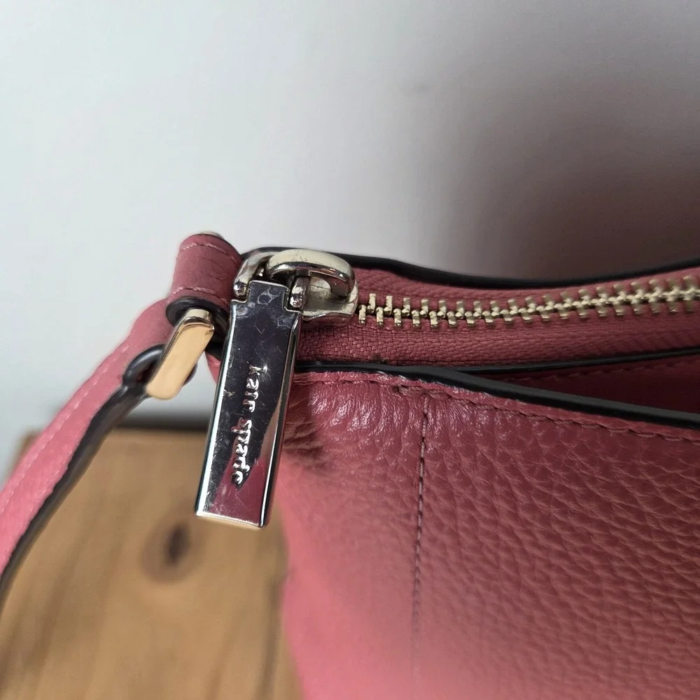 Kate Spade New York Pink Pebbled Leather Crossbody Bag Purse Zip Shoulder
